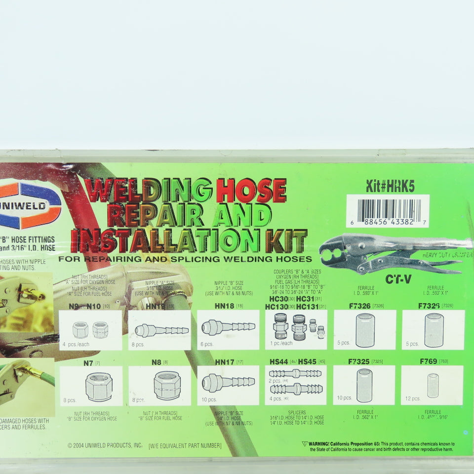 Uniweld HRK-5 Hose Repair Kit 1/4" & 3/16" ID (Incomplete)