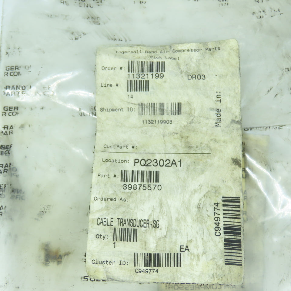 Ingersoll Rand 39875570 NEW OEM Transducer Cable