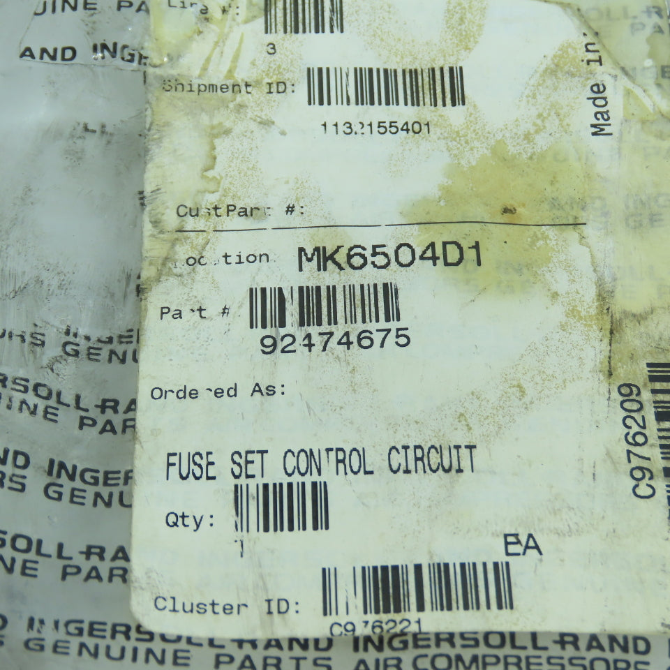 Ingersoll Rand 92474675 New OEM Control Circuit Fuse Set 92474675 + 91126961