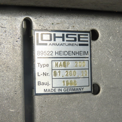 Lohse NAQP 200 Stainless Steel Reject Valves 214mm Stroke 160mm Bore