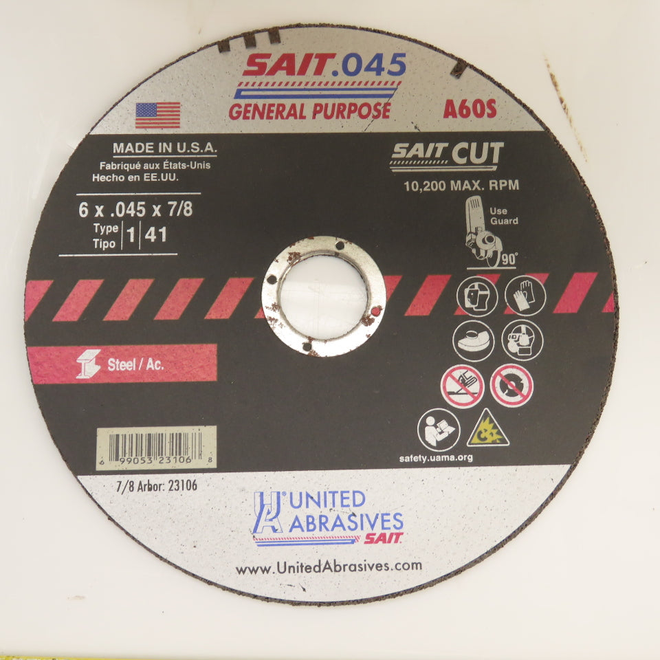 United Abrasives 23106 Type 1 6" x .045" x 7/8" Cut-Off Wheels Box Of 50