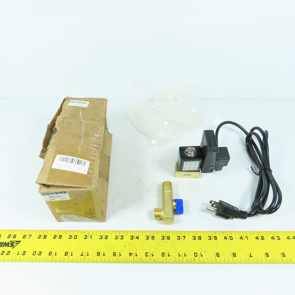Qwork OPT-A Automatic Compressor Timed Drain Valve 1/2" 110VAC New