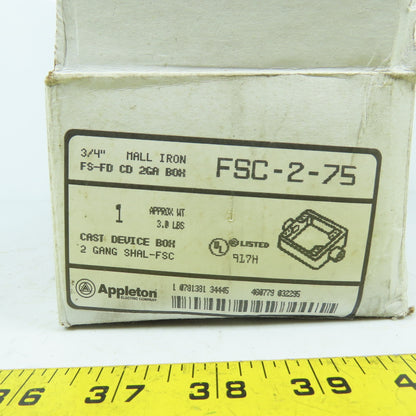 Appleton FSC-2-75 3/4" Malleable Irn 2-Gang Device Box New