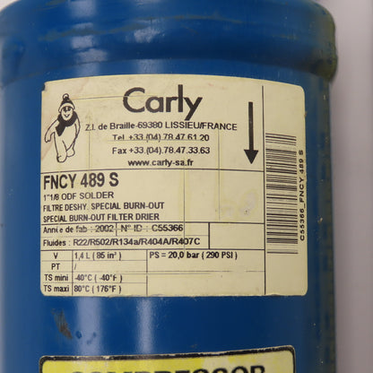 Carly FNCY 489 S Cleaning Filter For Suction Line 1-1/8" Solder 1.4 L