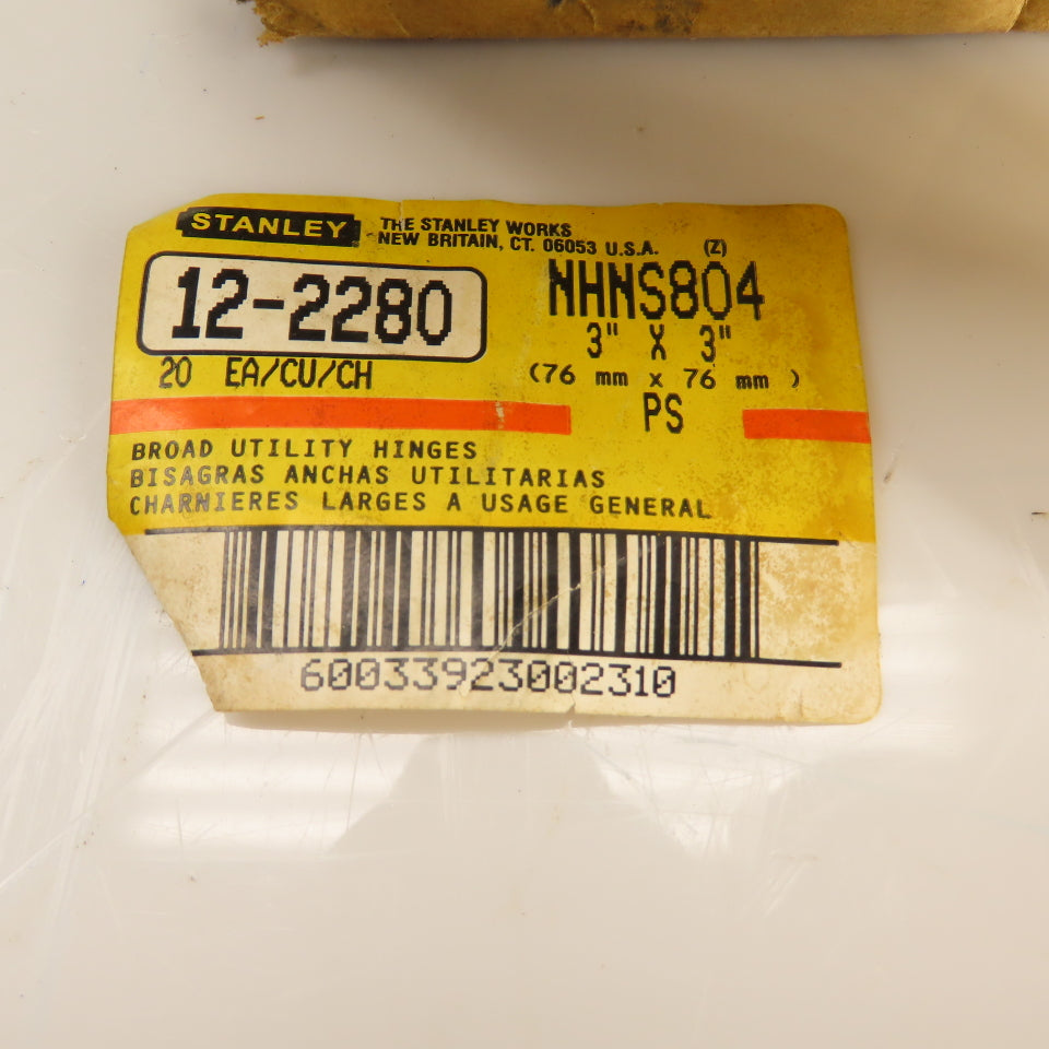 Stanley 12-2280 3" x 3" Steel Broad Utility General Use Door Hinges Box Of 20