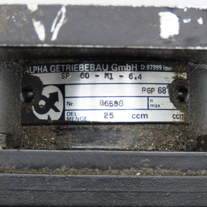 Alpha Getriebebau SP 60-M1-6.4 Speed Reducer Rusty Shaft 6.4:1