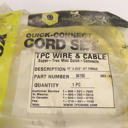 TPC 84166 Super-Trex 6P "A Size" 6' Female Quick-Connect Cordset
