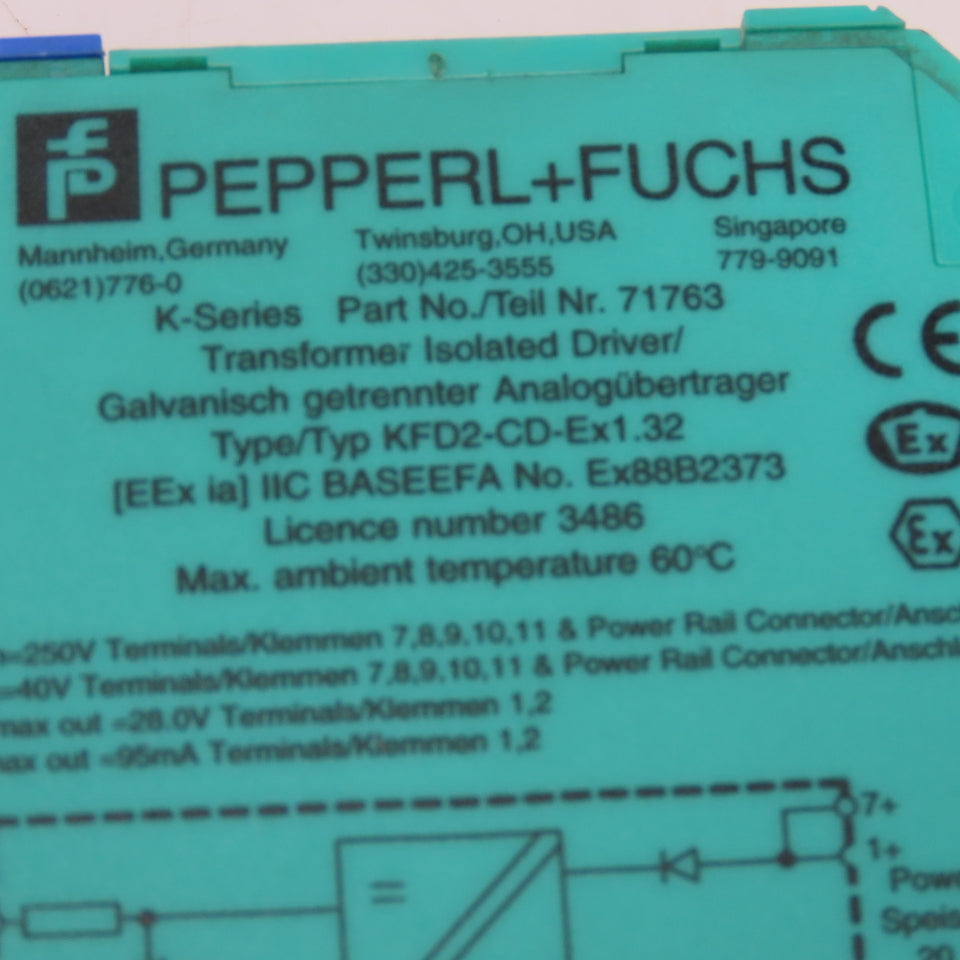 Pepperl + Fuchs KFD2-CD-Ex1.32 Current Voltage Driver 20-35VDC 2 Channel