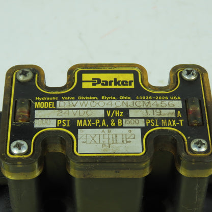 Parker D1VW004CNJC M456 Hydraulic Solenoid Directional Valve 4000PSI 24VDC