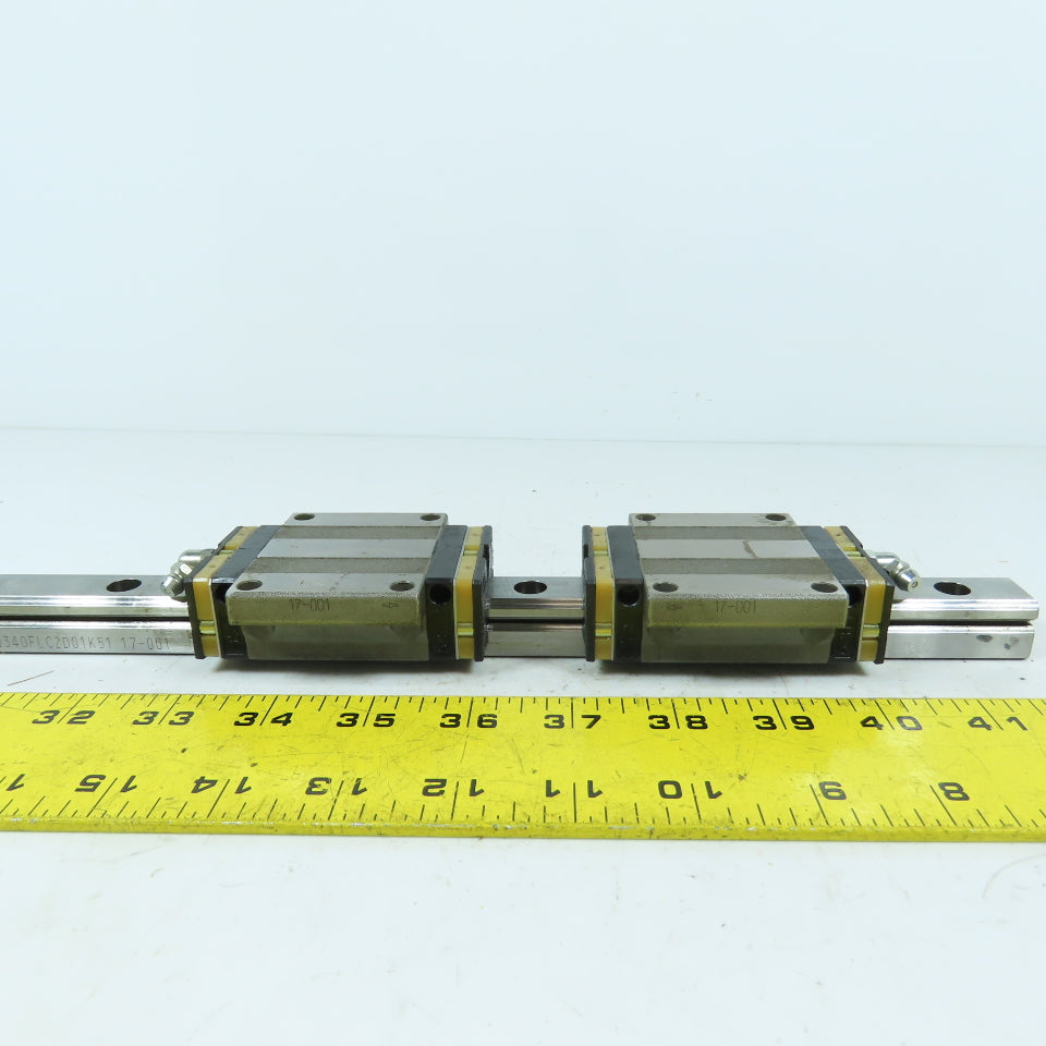 NSK LH200340FLCD01K51 20mm Profile Linear Guide Rail 340mm Long W/ 2 Bearings