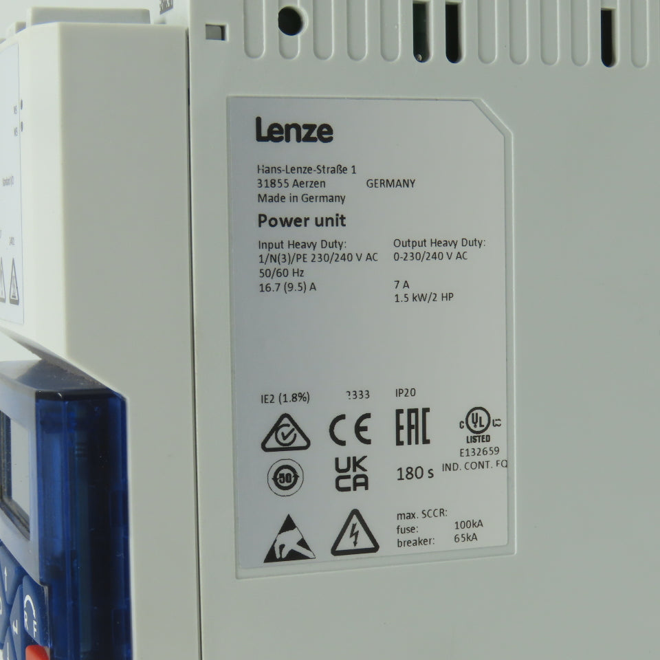 Lenze I5DAE215D10V00000S Power Unit + I5CA5G02000VA1000 & Keypad I5MADK0000000S