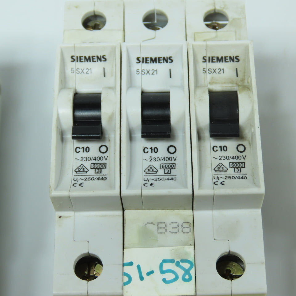Siemens 5SX21 Misc. Amperages Circuit Breakers C13, C10, C8, C2, C1, C0.5 Lot/15