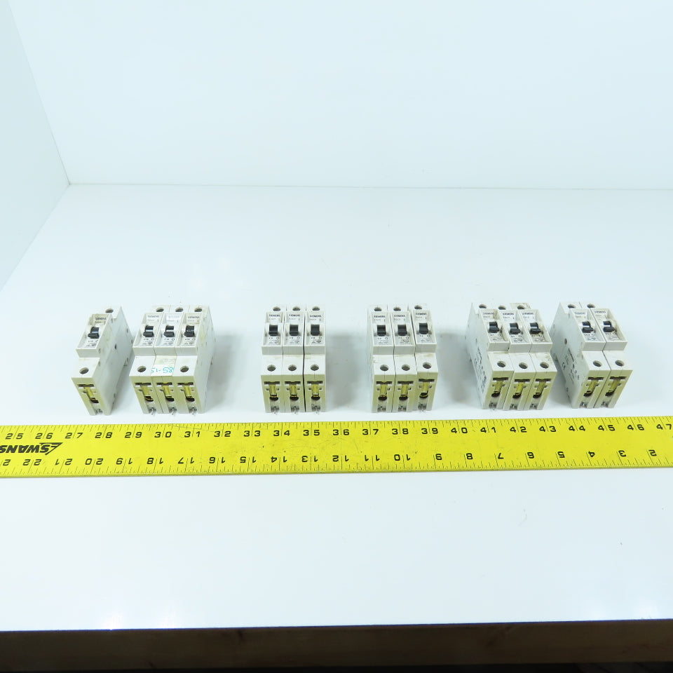 Siemens 5SX21 Misc. Amperages Circuit Breakers C13, C10, C8, C2, C1, C0.5 Lot/15