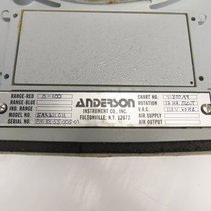 Anderson EAR211C11 Rotary Chart Recorder 110V 12Hour Range RED 0-100