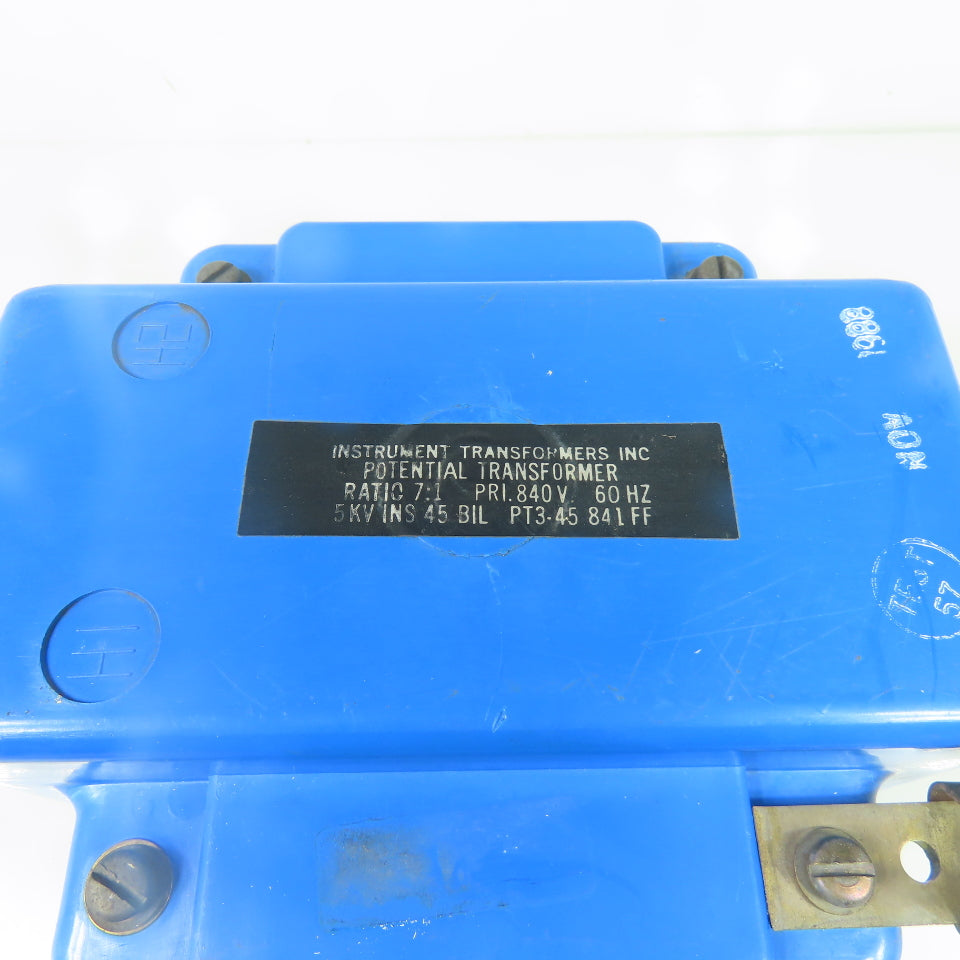 Instruments Transformers Inc PT3-45 7:1 Ratio 5KV Transformer 840VPri 60Hz 45BIL