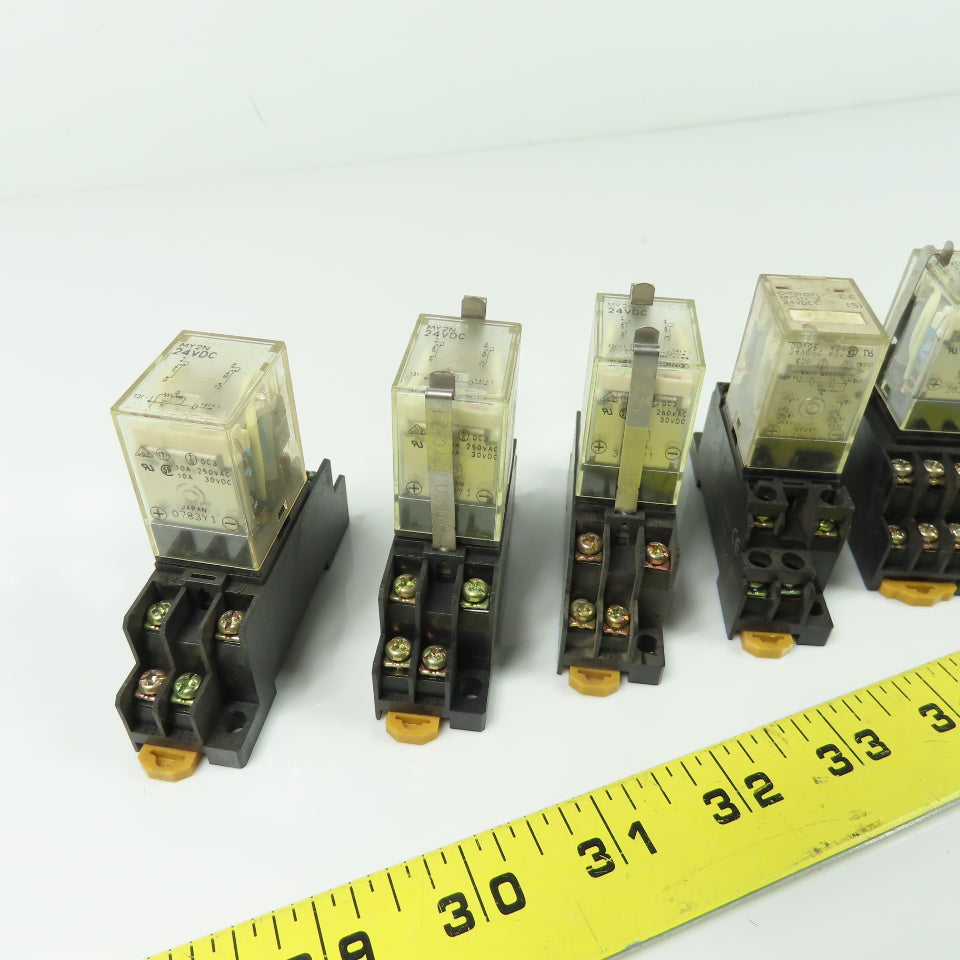 Omron MY2N 24VDC Relay W/ Socket Base Lot Of 10