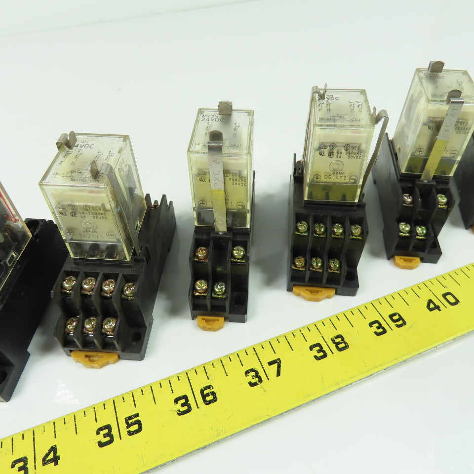 Omron MY2N 24VDC Relay W/ Socket Base Lot Of 10