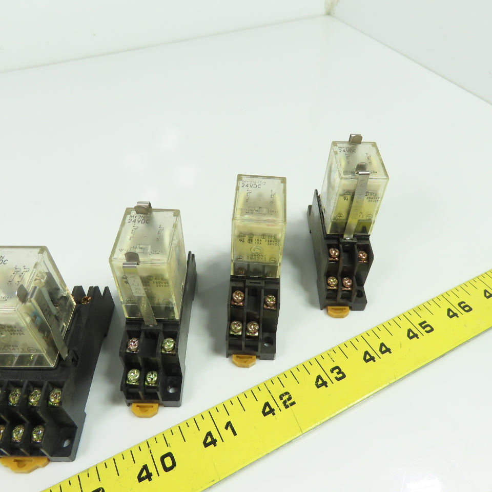 Omron MY2N 24VDC Relay W/ Socket Base Lot Of 10