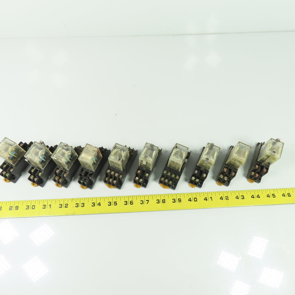 Omron MY2N 24VDC Relay W/ Socket Base Lot Of 10