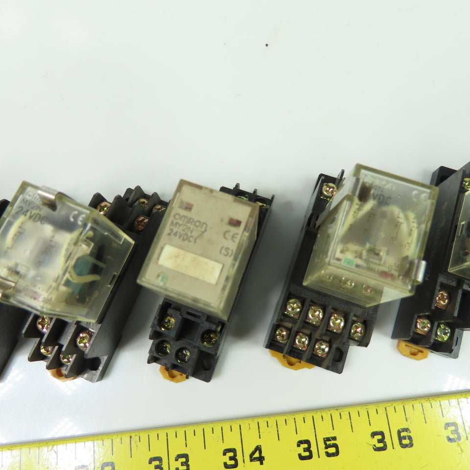 Omron MY2N 24VDC Relay W/ Socket Base Lot Of 10