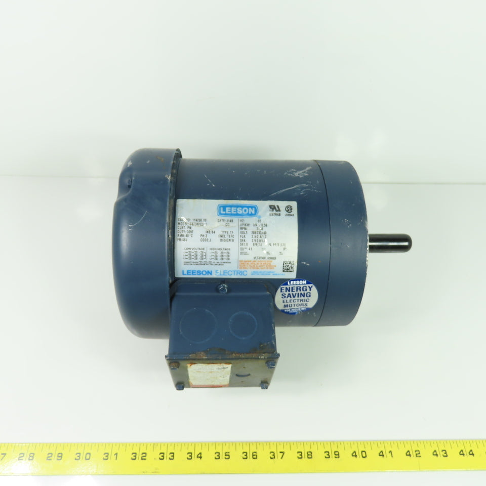 Leeson 114208.00 C6T34FC37D 3/4HP AC Electric Motor 3Ph 230/460V 3450RPM 56J