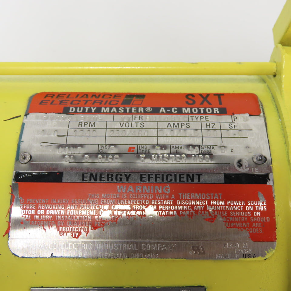 Reliance Electric P14X9127N-VY 1HP Inverter Duty Master AC Motor 230/460V 3Ph