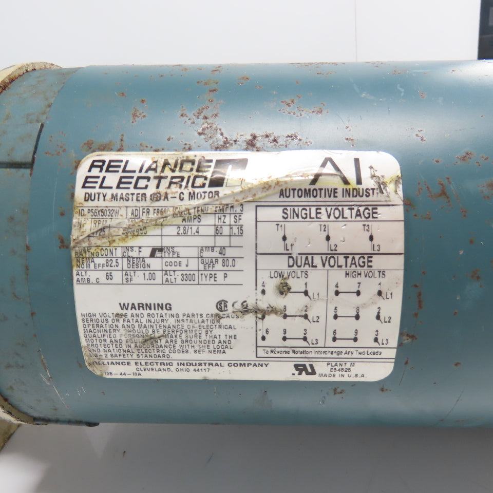 Dayton 4Z010D 30:1 Ratio Gear Motor 60RPM Out 610In-Lb Torque 3Ph 230/460V 1HP