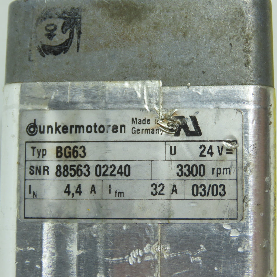 Dunkermotoren BG63 Gear Motor 24VDC W/ PLG52 64.1 Ratio 51.48RPM RE30-2-500