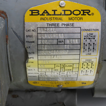 Baldor CM3542 .75HP Electric AC Motor 230/460V 3Ph 1725RPM W/Parker Hyd. Pump