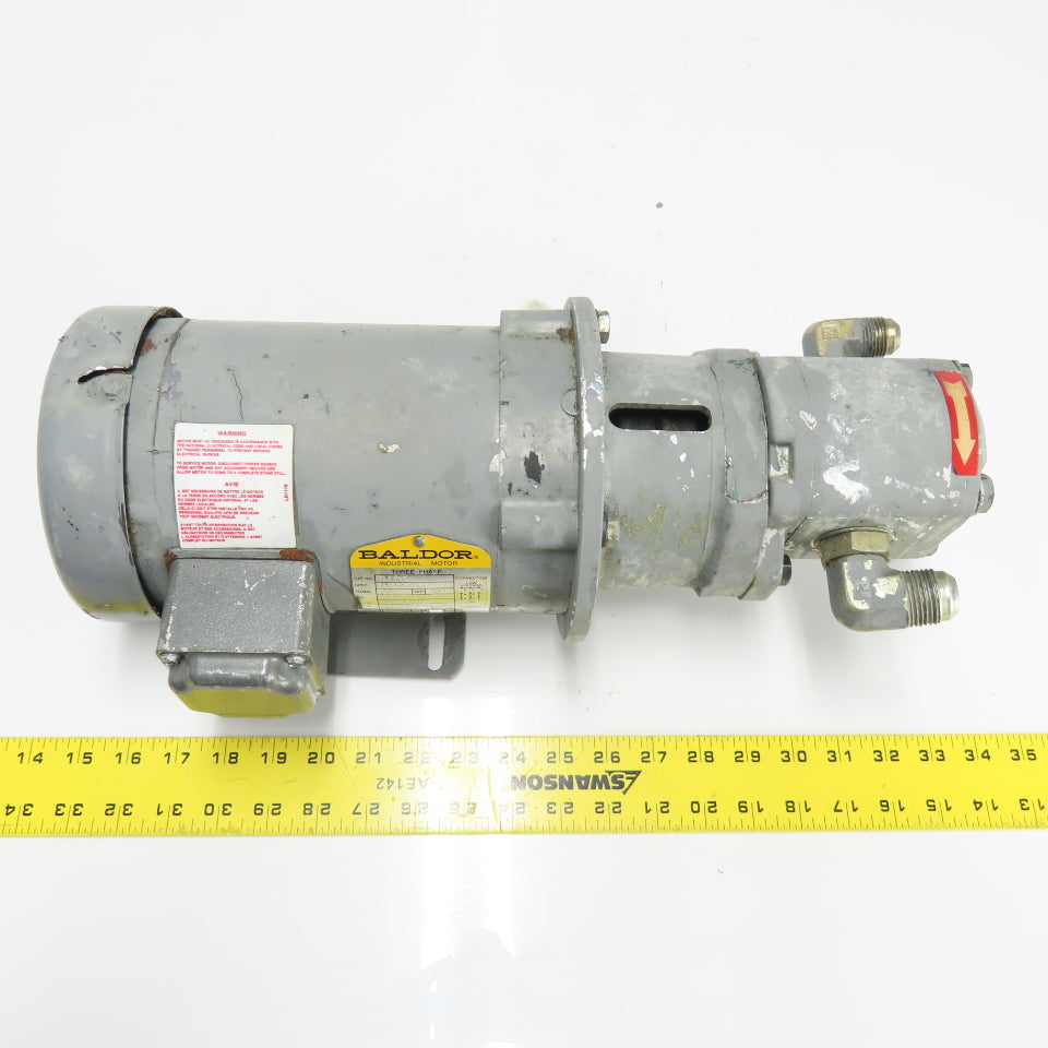 Baldor CM3542 .75HP Electric AC Motor 230/460V 3Ph 1725RPM W/Parker Hyd. Pump