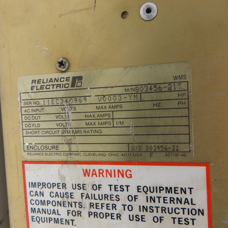 Reliance 803456-21T 1Ph Field Power Supply Module Missing Cover