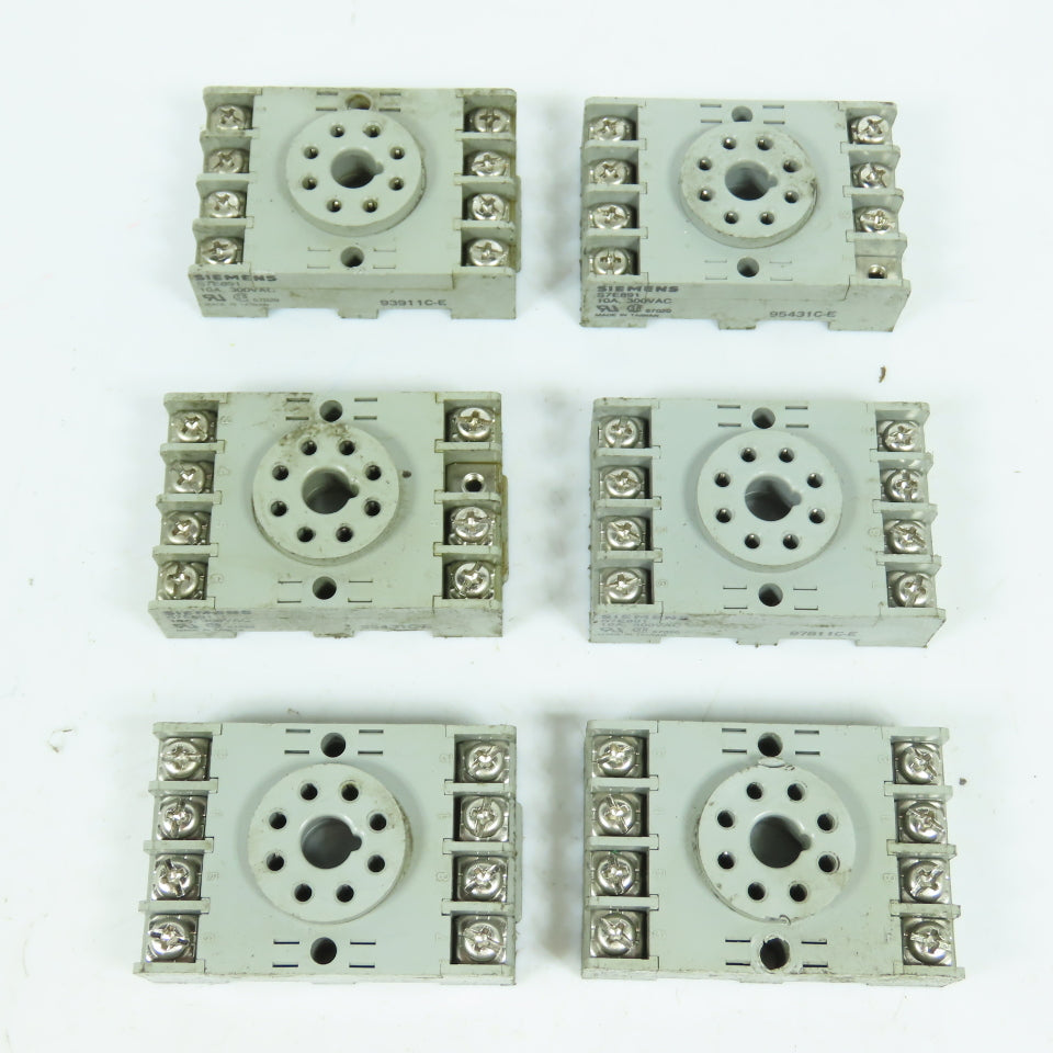 Siemens S7E891 8-Pin Relay Bases 300VAC 10A Lot Of 6