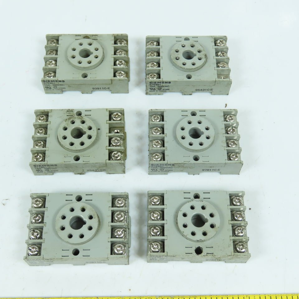 Siemens S7E891 8-Pin Relay Bases 300VAC 10A Lot Of 6