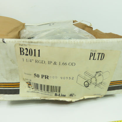 B-Line B20113 1-1/4" Rigid Conduit Pipe Clamp 1.66 OD PLTD Lot Of 50