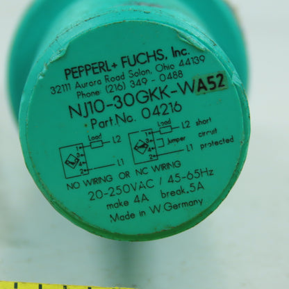 Pepperl + Fuchs 04216 NJ10-30GKK-WA52 Threaded Barrel Inductive Sensor 20-250VAC