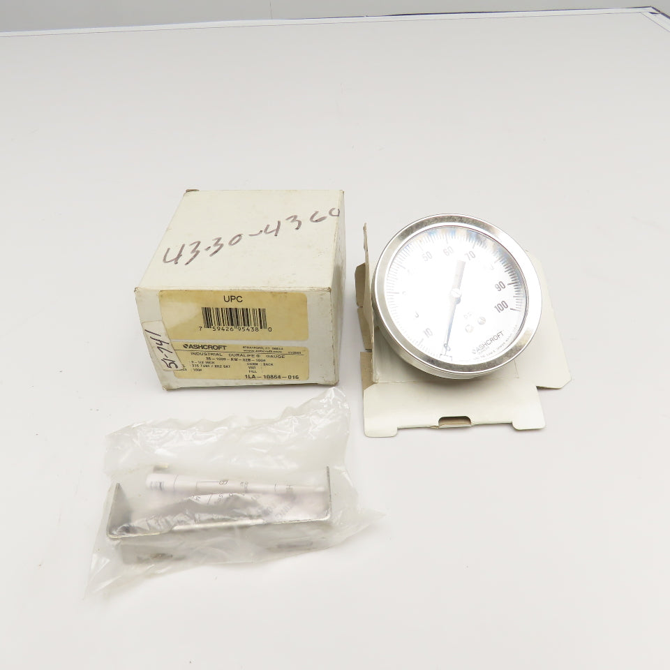 Ashcroft 35-1009-AW-02B-100# Duralife 0-100 PSI 1/4" NPT Pressure Gauge