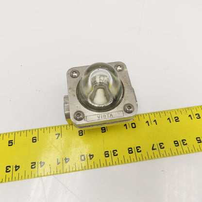 Vista 1/2" NPT Stainless Steel Inline Floating Ball Flow Indicator 16 Bar 200°C