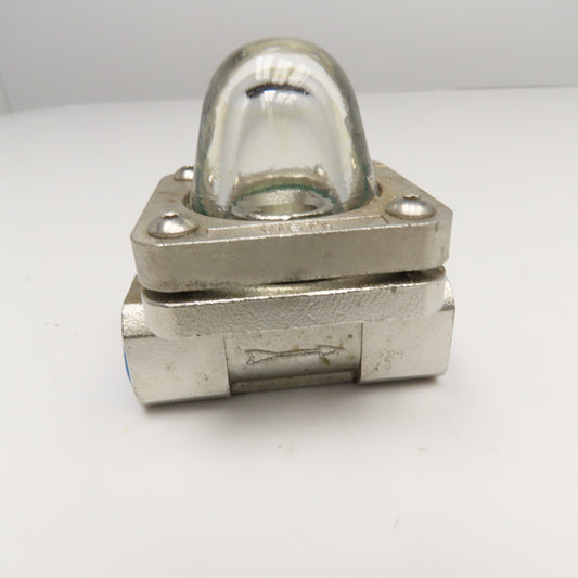 Vista 1/2" NPT Stainless Steel Inline Floating Ball Flow Indicator 16 Bar 200°C