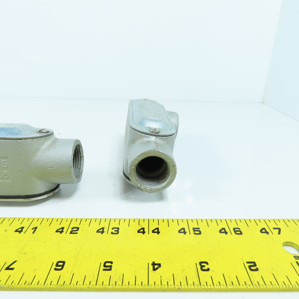 Appleton Unilet 3/4" LRL Form35 Malleable Iron Conduit Body Elbow W/Covers Lot/4