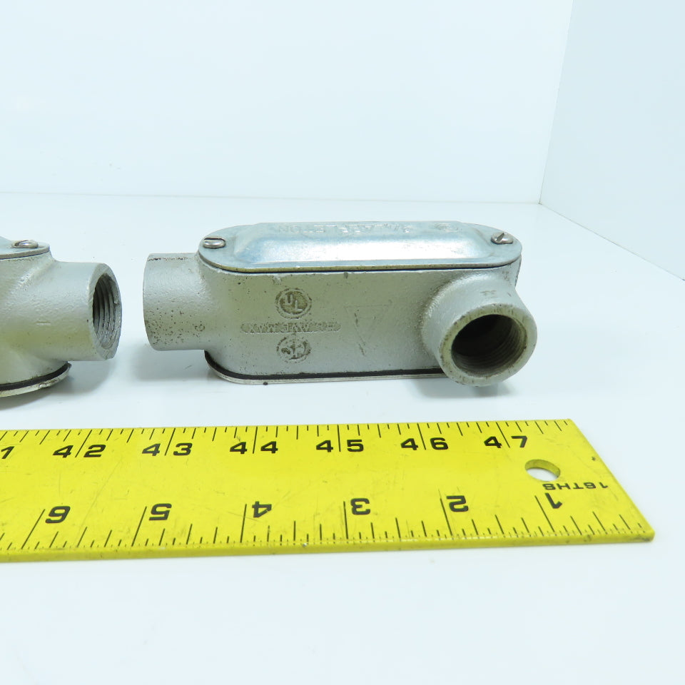 Appleton Unilet 3/4" LRL Form35 Malleable Iron Conduit Body Elbow W/Covers Lot/4