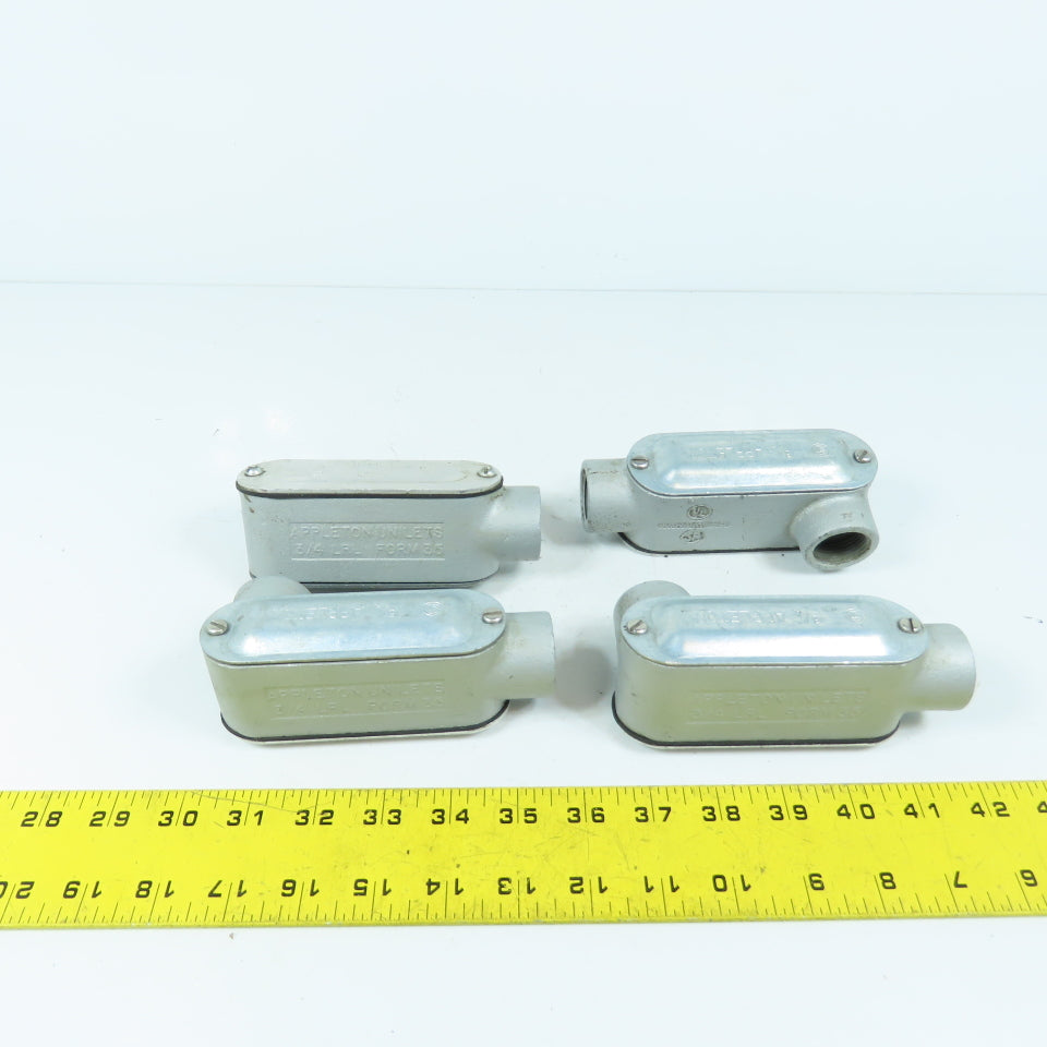 Appleton Unilet 3/4" LRL Form35 Malleable Iron Conduit Body Elbow W/Covers Lot/4