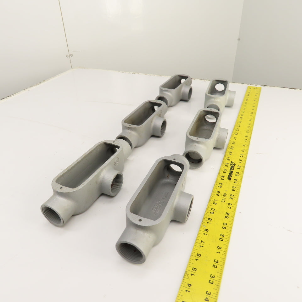 Appleton Unilet 1-1/4" T Form35 Malleable Iron Conduit Body Tee Lot of 6