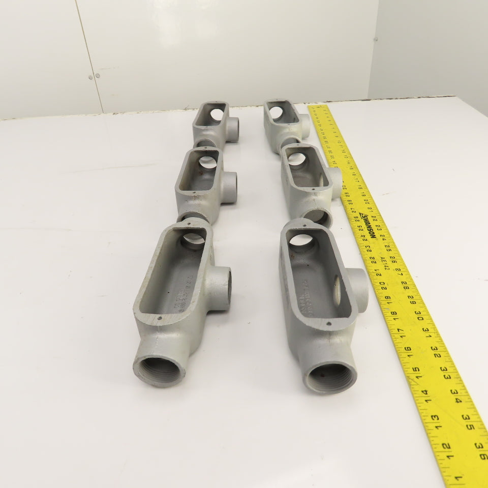 Appleton Unilet 1-1/4" T Form35 Malleable Iron Conduit Body Tee Lot of 6