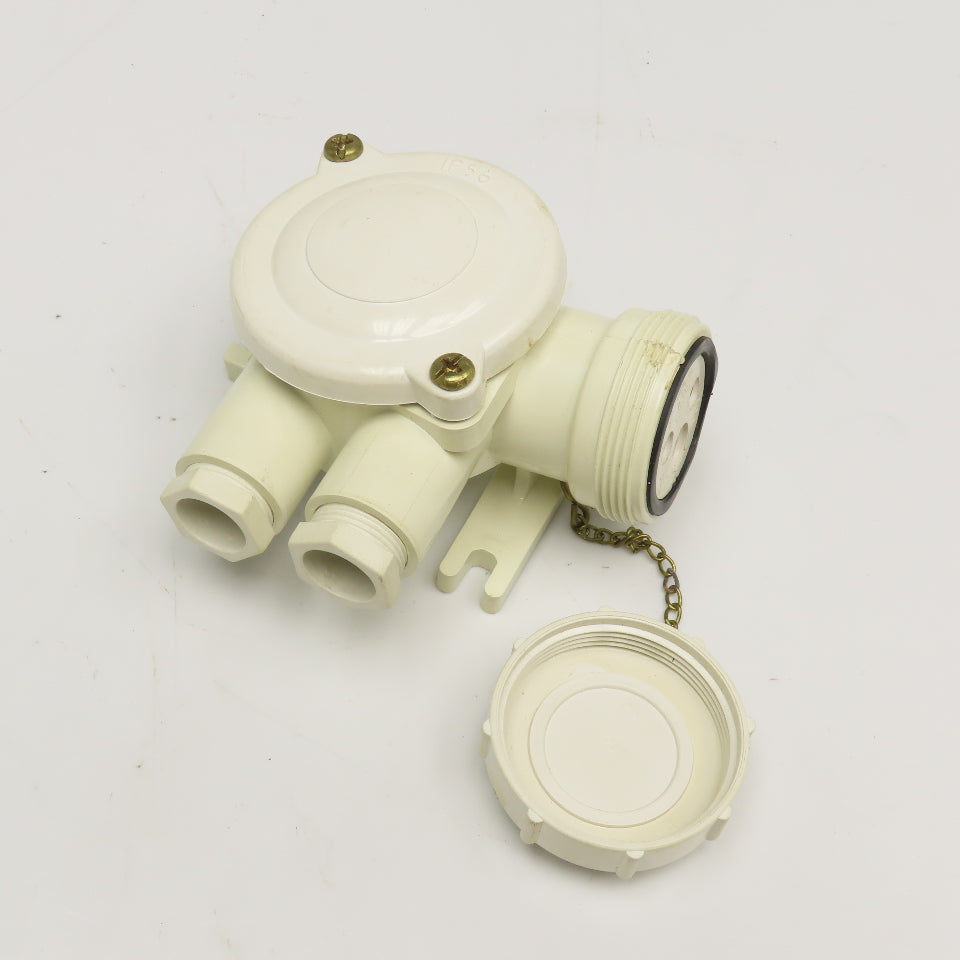 250V 10A 3 Pole IP56 Water Proof Marine Use Receptacle 2 Gland