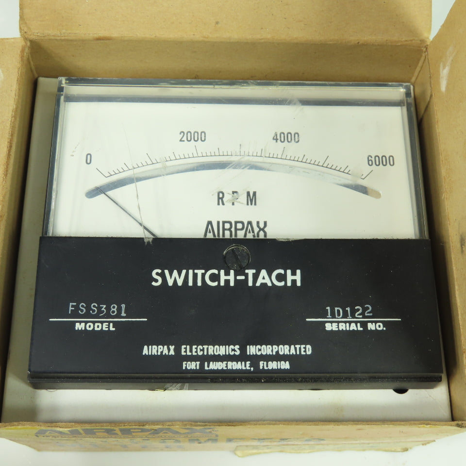 Airpax FSS381 Tachometer Meter 0-6000RPM