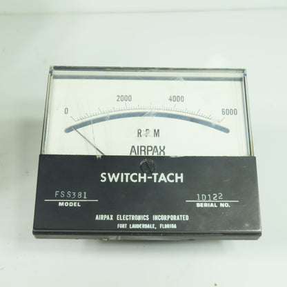 Airpax FSS381 Tachometer Meter 0-6000RPM