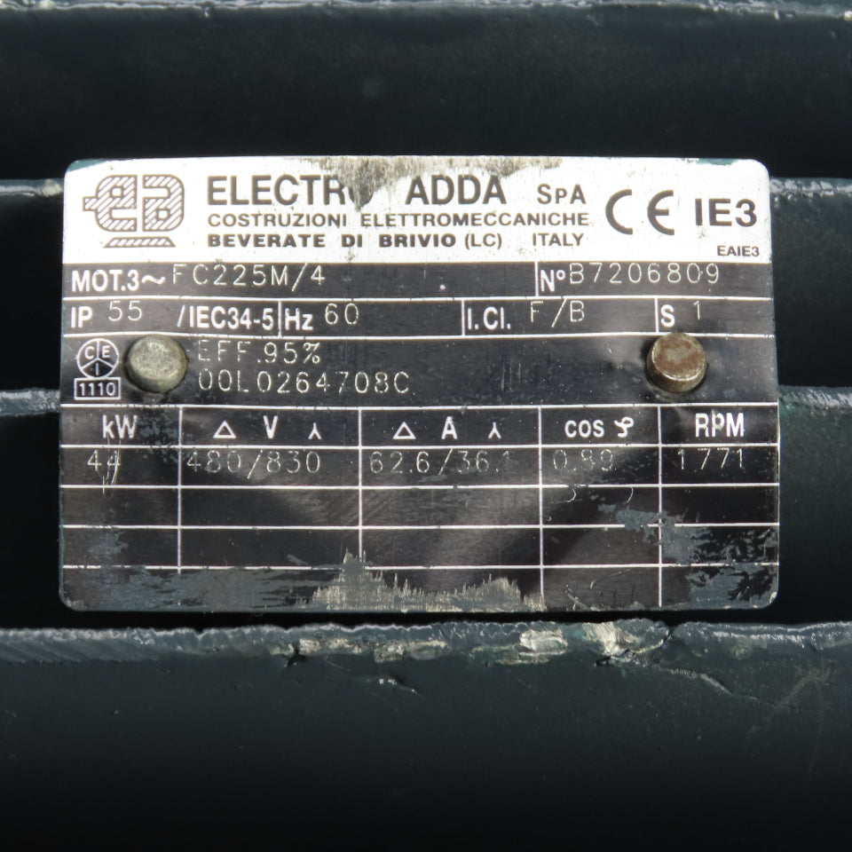 Electro Adda FC225M/4 44kW AC Electric Motor 480/830V 3PH 1771RPM 225M Frame