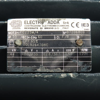 Electro Adda FC225M/4 44kW AC Electric Motor 480/830V 3PH 1771RPM 225M Frame