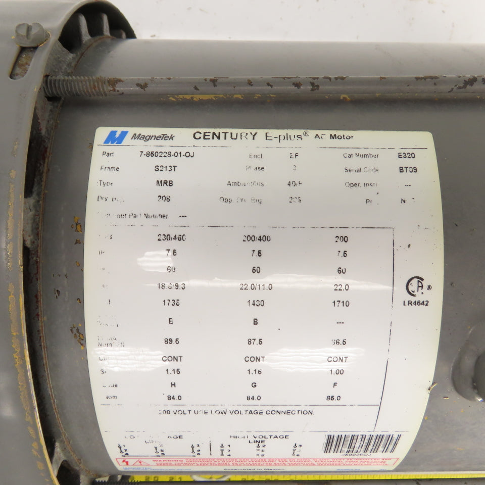 Magnetek E320 7.5HP AC Electric Motor 230/460V 3PH 1735RPM S213T Frame Tested