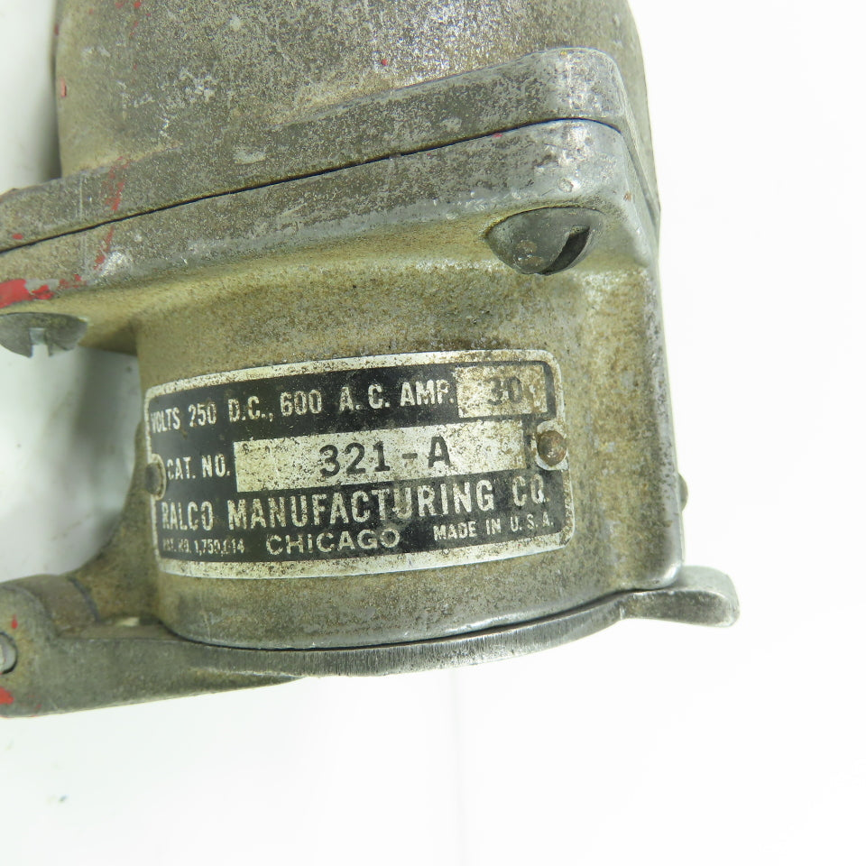 Ralco 321-A 3-Pole Plug Receptacle 30A 250VDC 600VAC